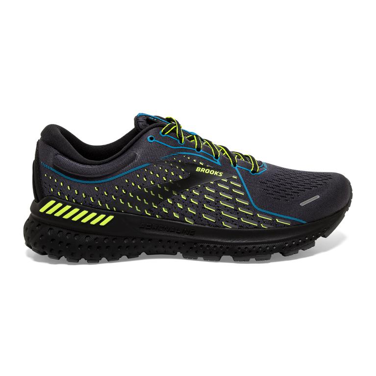 Brooks Men's Adrenaline GTS 21 Road Running Shoes - Black/Blue Jewel/GreenYellow//Nightlife (CEUD967